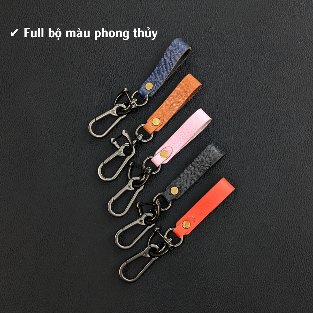 Móc Dây Đeo Chìa Khóa Xe Máy, Ô Tô Thời Trang Sành Điệu Bằng Da Thật Nhiều Màu
