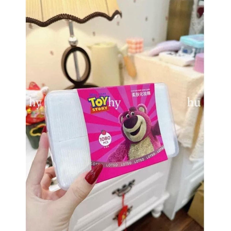 Bông tẩy trang hộp gấu . Bông tẩy trang cotton