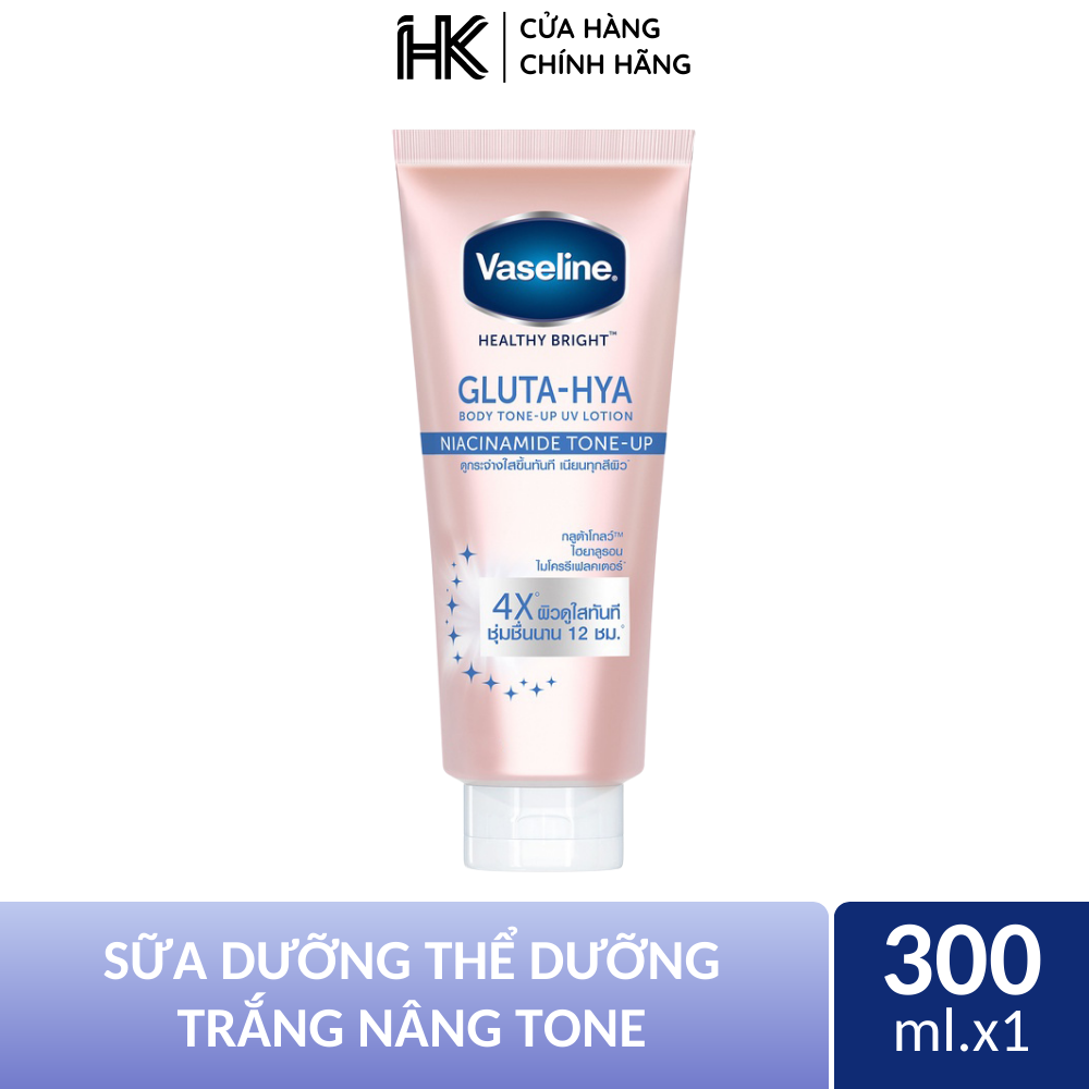 Sữa dưỡng thể dưỡng trắng da toàn thân Vaseline 4x Healthy Bright Gluta Hya Niacinamide Tone Up 300ml