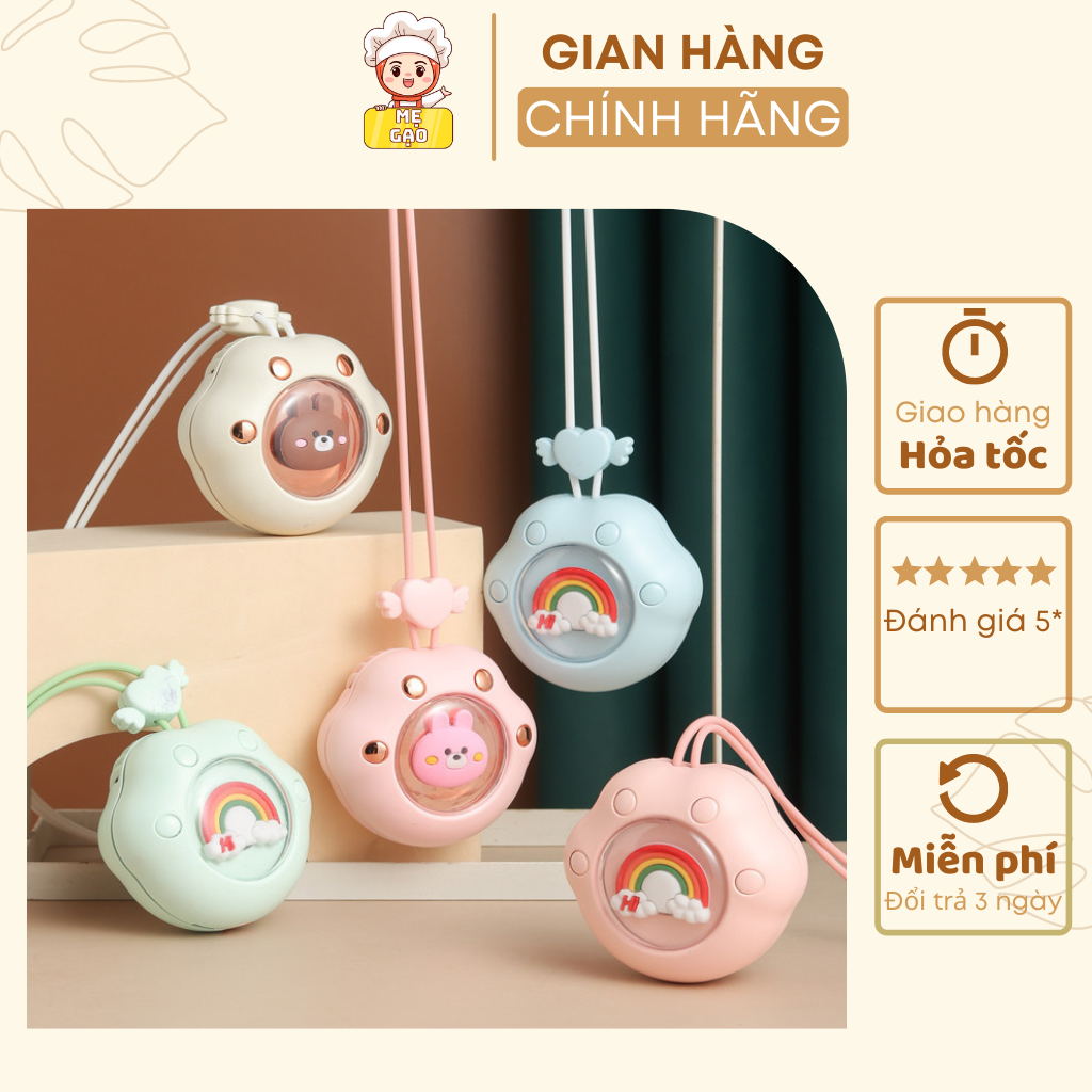 Quạt Mini đeo cổ CHÂN MÈO DỄ THƯƠNG, Sạc USB tích điện cho bé Hè năng động - MẸ GẠO