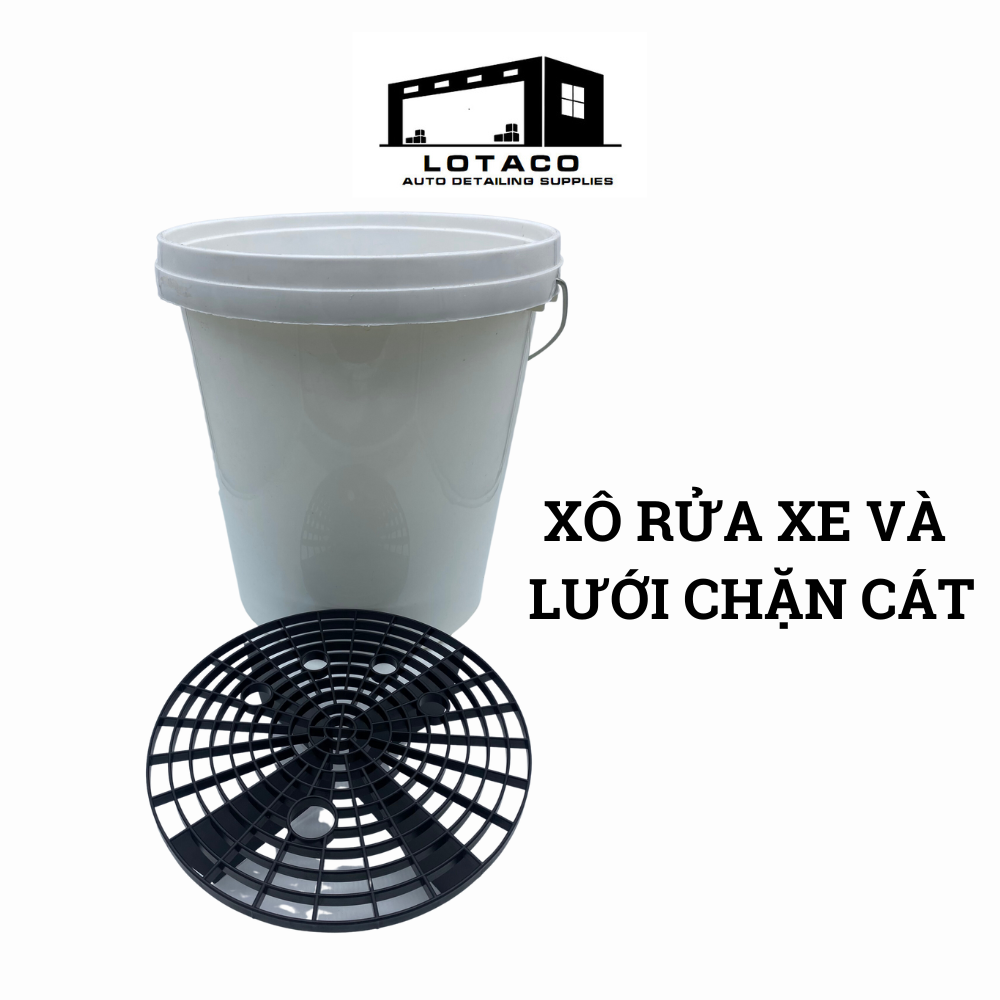 Xô rửa xe và lưới chặn cát ( lưới lọc cát) - hạn chế vết xướt khi rửa xe