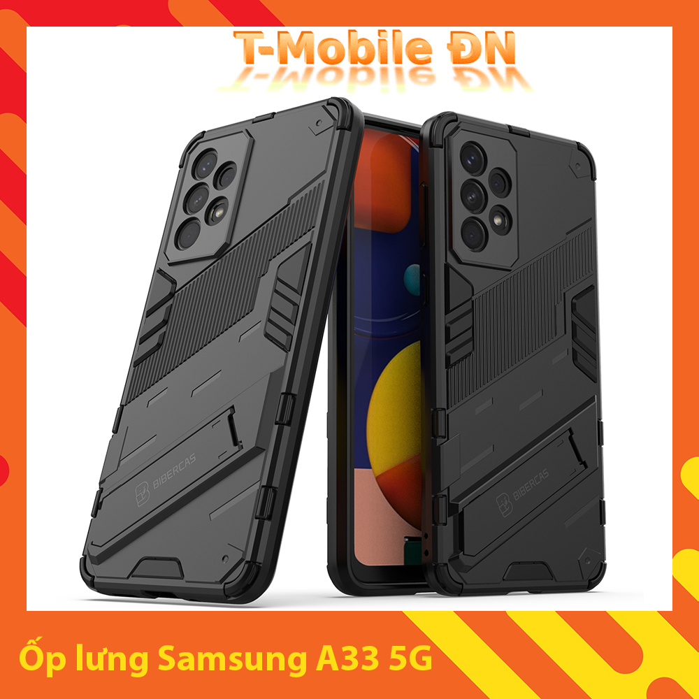 Ốp lưng Samsung A33 5G, Ốp chống sốc Iron Man PUNK cao cấp kèm giá đỡ cho Samsung A33 5G