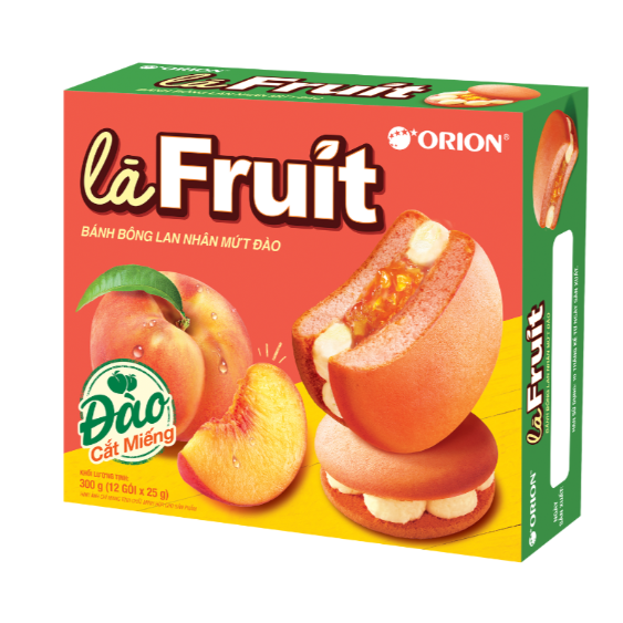 [Date 9/2024] Bánh Orion Chocopie Là Fruit Nhân Mứt Đào 300g (12 gói)