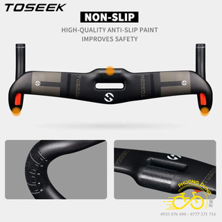 Ghi đông cong dẹp xe đạp road carbon toseek 400 / 420 x 31.8mm