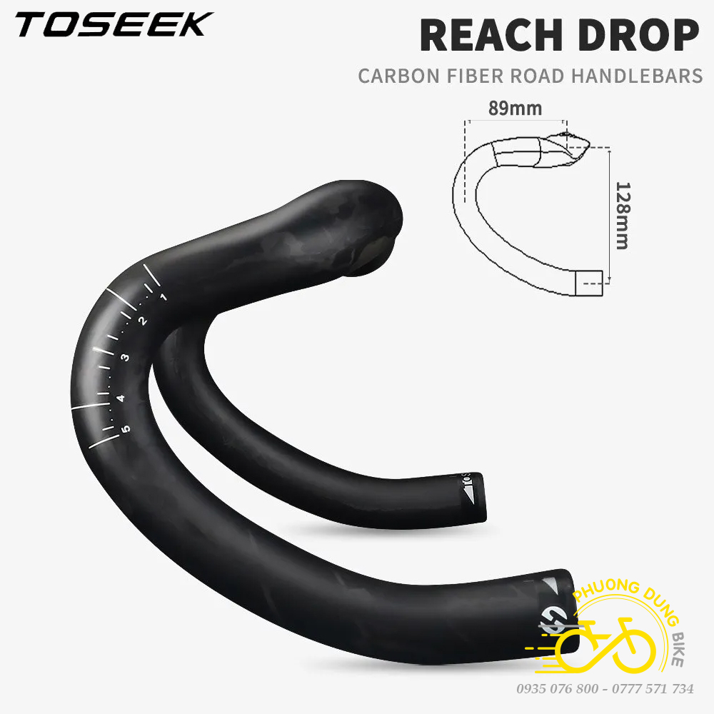 Ghi đông xe đạp road Carbon TOSEEK 420 x 31.8mm