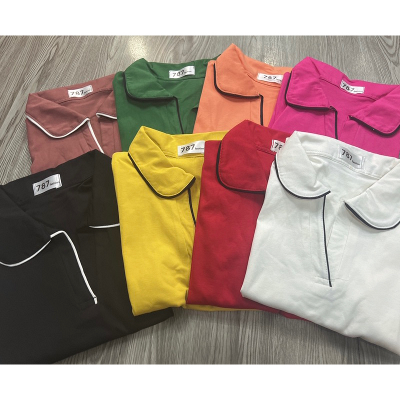 Áo thun tay ngắn cổ trụ viền dưới 52kg  A787