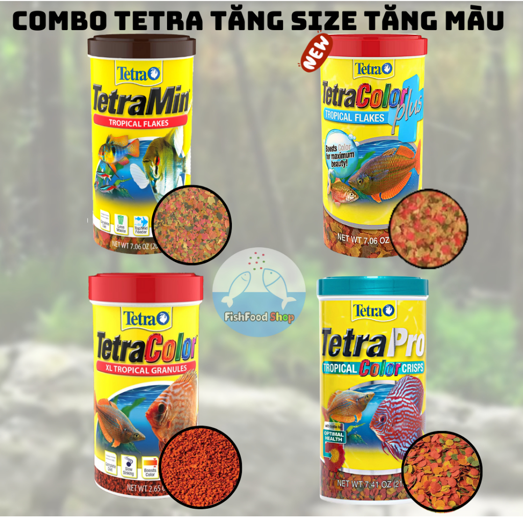 Trọn bộ thức ăn cá cảnh cao cấp Tetra nguyên Seal: TetraColor granulat/flakes- TetraPro- TetraMin - Cám cá nhập khẩu Đức