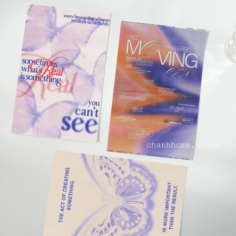 #1 Tranh dán tường postcard trang trí bàn phòng, poster ảnh thiệp decor chụp hình tặng sticker hình dán Chanhhomedecor