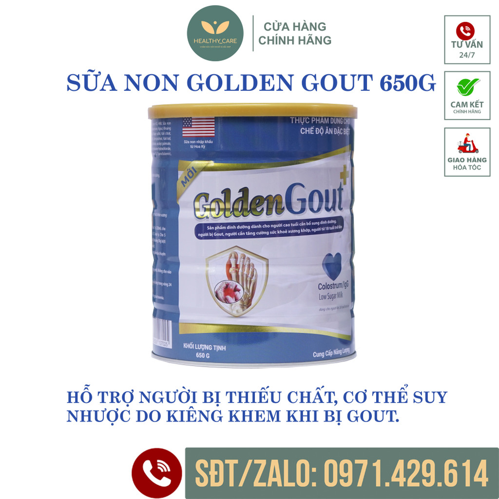 ✅ Sữa non GOLDEN GOUT Mẫu Mới ✅ hộp 650g - Sữa dành cho người bệnh Gout ( Gút )