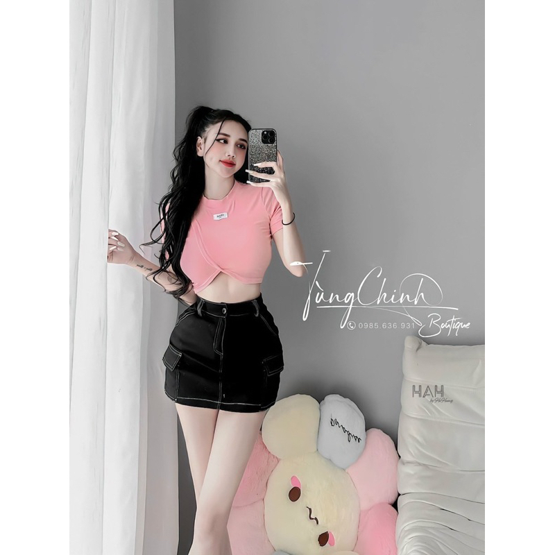 Bộ áo váy cộc tay phối siêu xinh