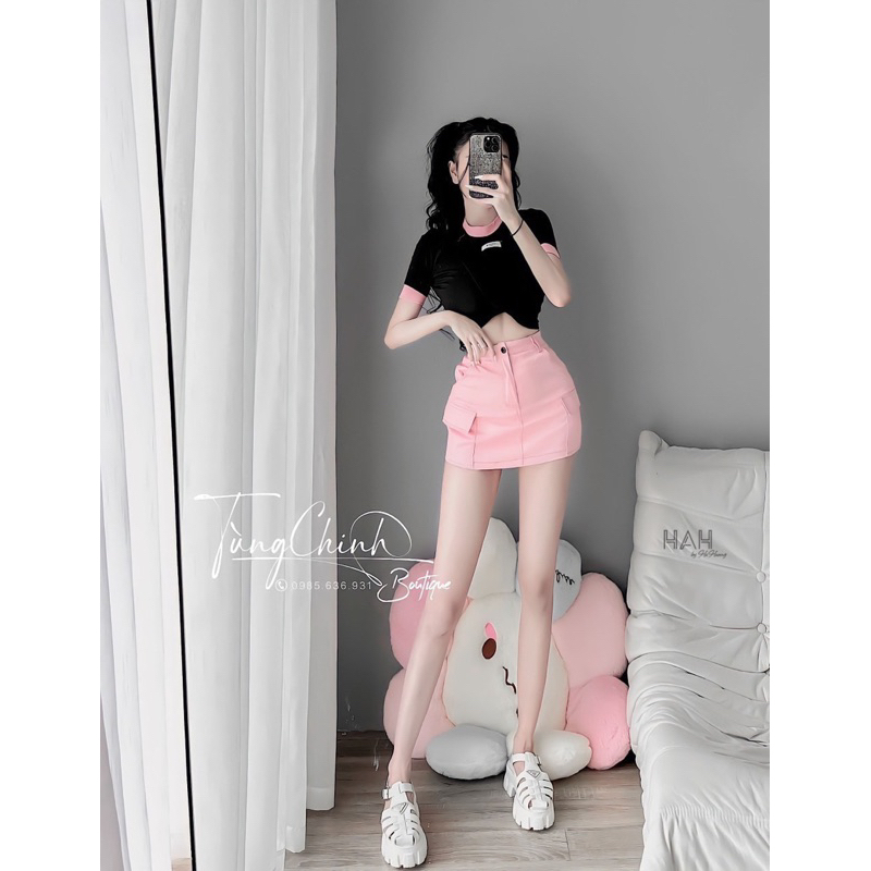 Bộ áo váy cộc tay phối siêu xinh