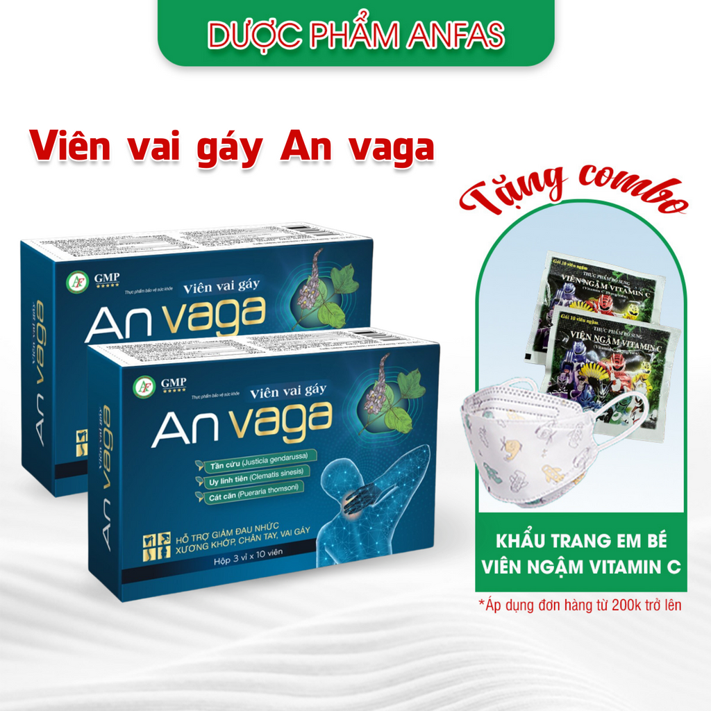 Viên Vai Gáy - An Vaga ANFAS (hộp 30v) - Hỗ trợ giảm đau mỏi lưng vai gáy