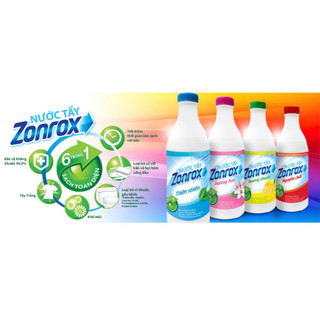 Nước tẩy trắng quần áo zonrox 500ml, 1 lít