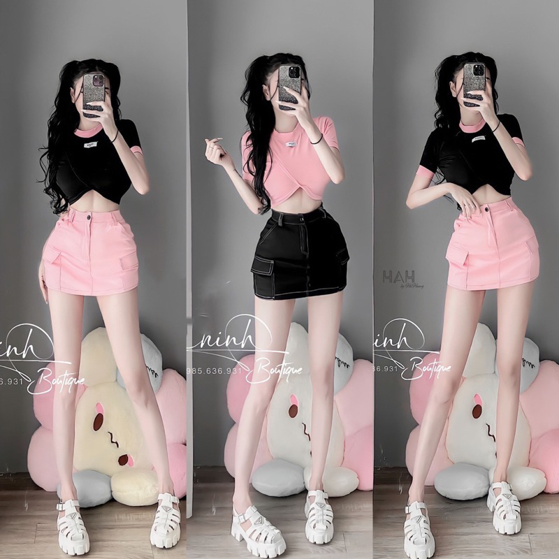 Bộ áo váy cộc tay phối siêu xinh