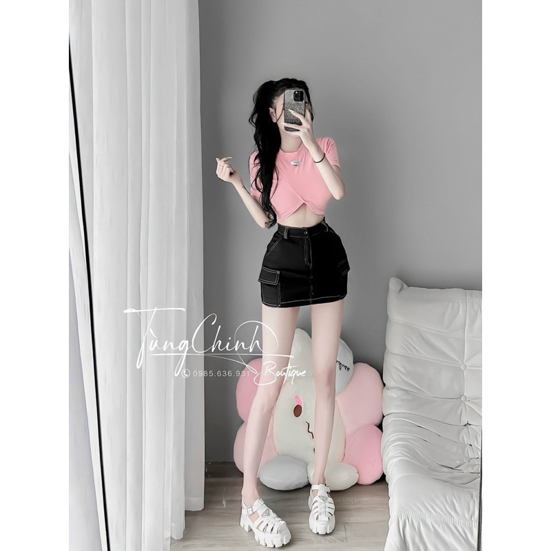 Bộ áo váy cộc tay phối siêu xinh