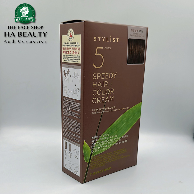 Kem nhuộm tóc thiên nhên thơm nhẹ nhàng The Face Shop Stylish 5 MINUTES Speedy Hair Color Cream Natural Brown