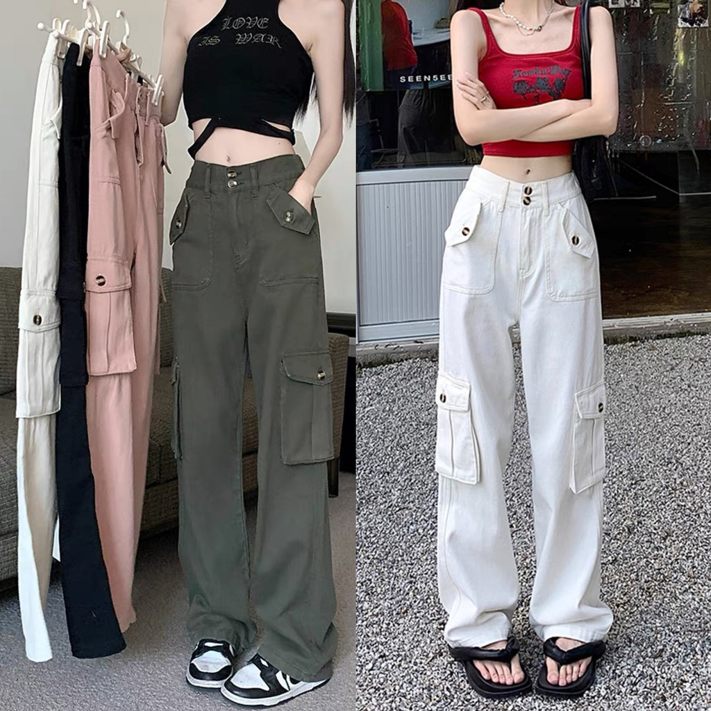 Quần kaki túi hộp Cargo 2 Cúc form rộng ống suông phong cách streetstyle