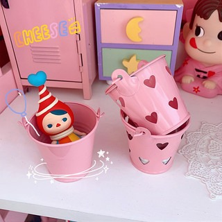 Giỏ/xô sắt mini màu hồng đựng phụ kiện siêu xinh decor bàn học