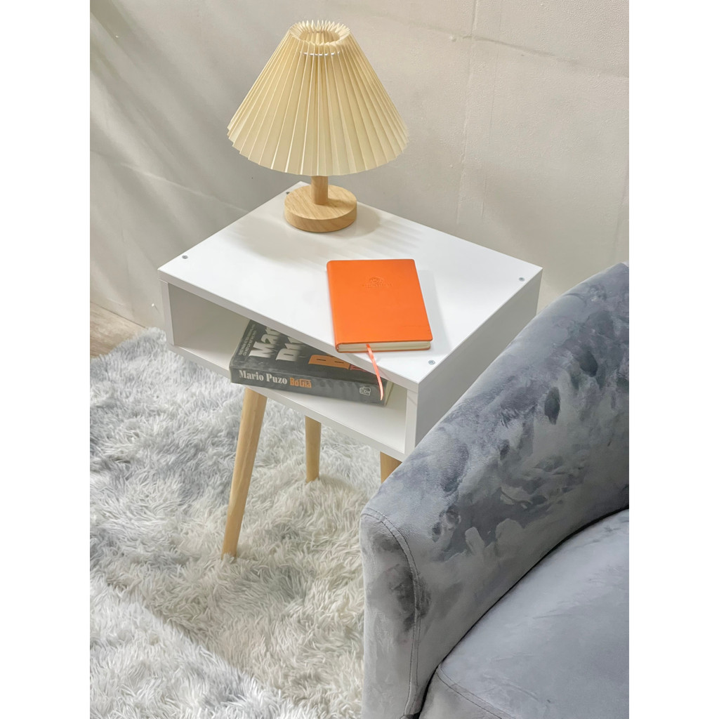 Tap tủ đầu giường 2 màu trắng gỗ decor phòng ngủ phong cách Hàn Quốc siêu xinh