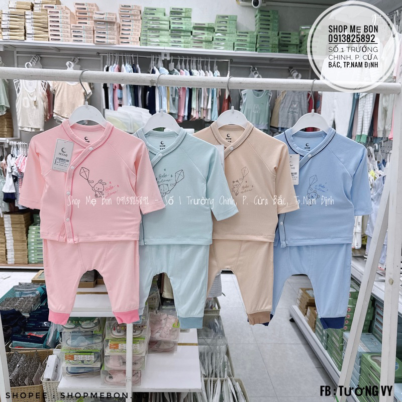 Bộ sơ sinh cài chéo Moon cho bé trai bé gái