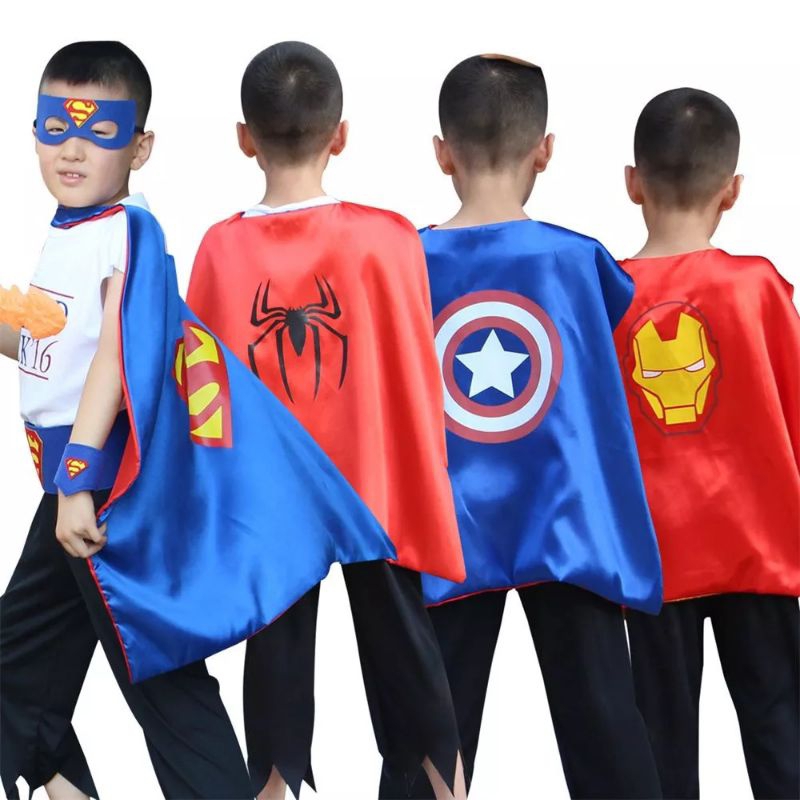 Áo choàng siêu nhân Super man dành cho bé trai tặng kèm mặt nạ chất lụa satin cao cấp