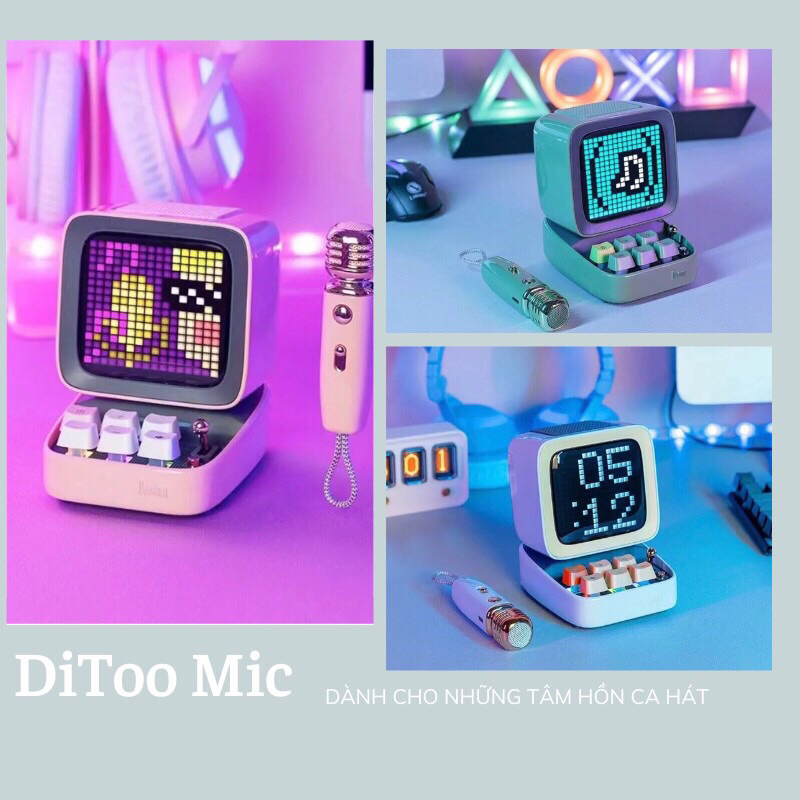 Loa bluetooth DIVOOM DITOO MIC 15w kết hợp micro karaoke và màn hình bàn phím chính hãng,