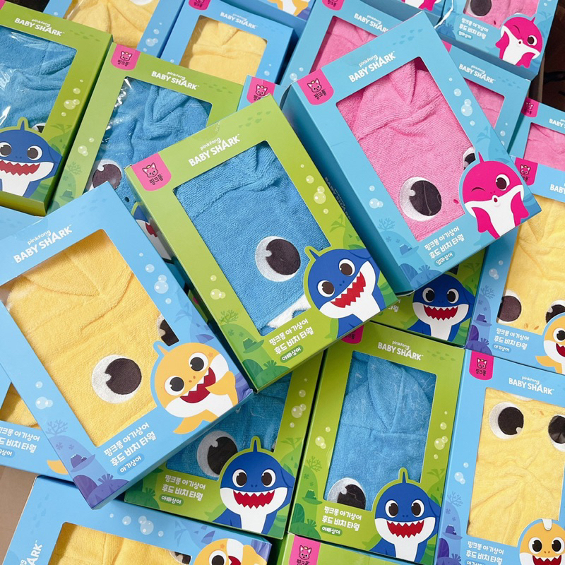 Khăn choàng , khăn tắm cho bé hình BabyShark Pinkfong Hàn Quốc