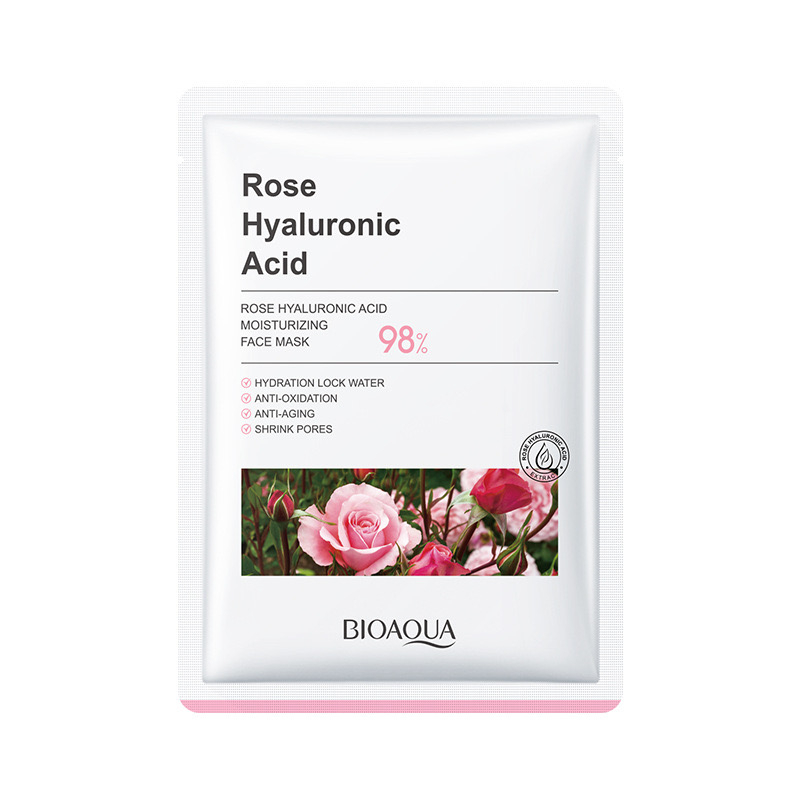 Mặt Nạ BIOAQUA nội địa trung Chiết Xuất Hoa Hồng Rose Hyaluronic Acid Dưỡng Ẩm dưỡng da trắng sáng thải độc