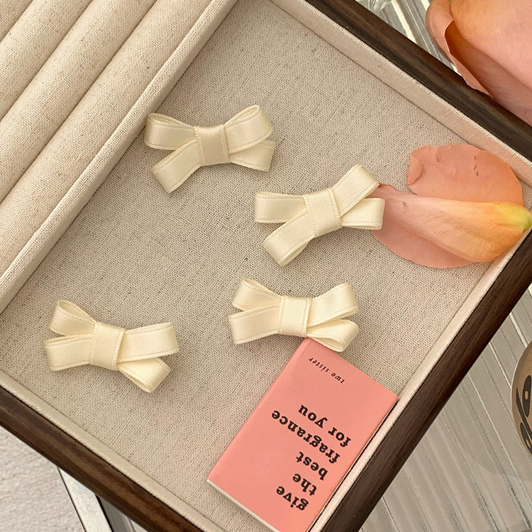 Set 2 Kẹp mái nơ vải trắng dễ thương chụp hình xinh xắn Tatitava