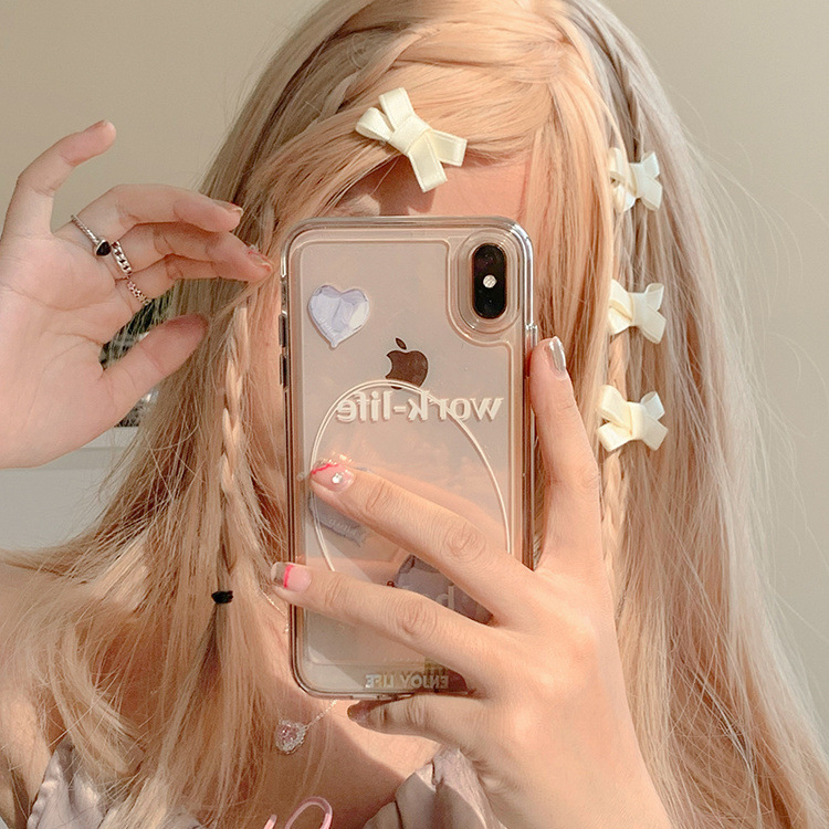 Set 2 Kẹp mái nơ vải trắng dễ thương chụp hình xinh xắn Tatitava