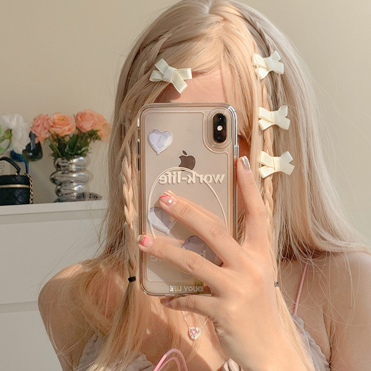 Set 2 Kẹp mái nơ vải trắng dễ thương chụp hình xinh xắn Tatitava