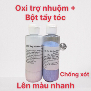 Combo Bột tẩy tóc xanh cao cấp + oxy hỗ trợ tẩy tóc chống xót