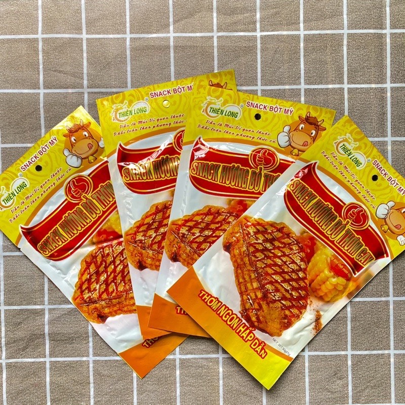 Snack Hương Bò Thiên Long Miếng To Thơm Cay Gói 30G Tiệm Ăn Vặt Mẹ Bống