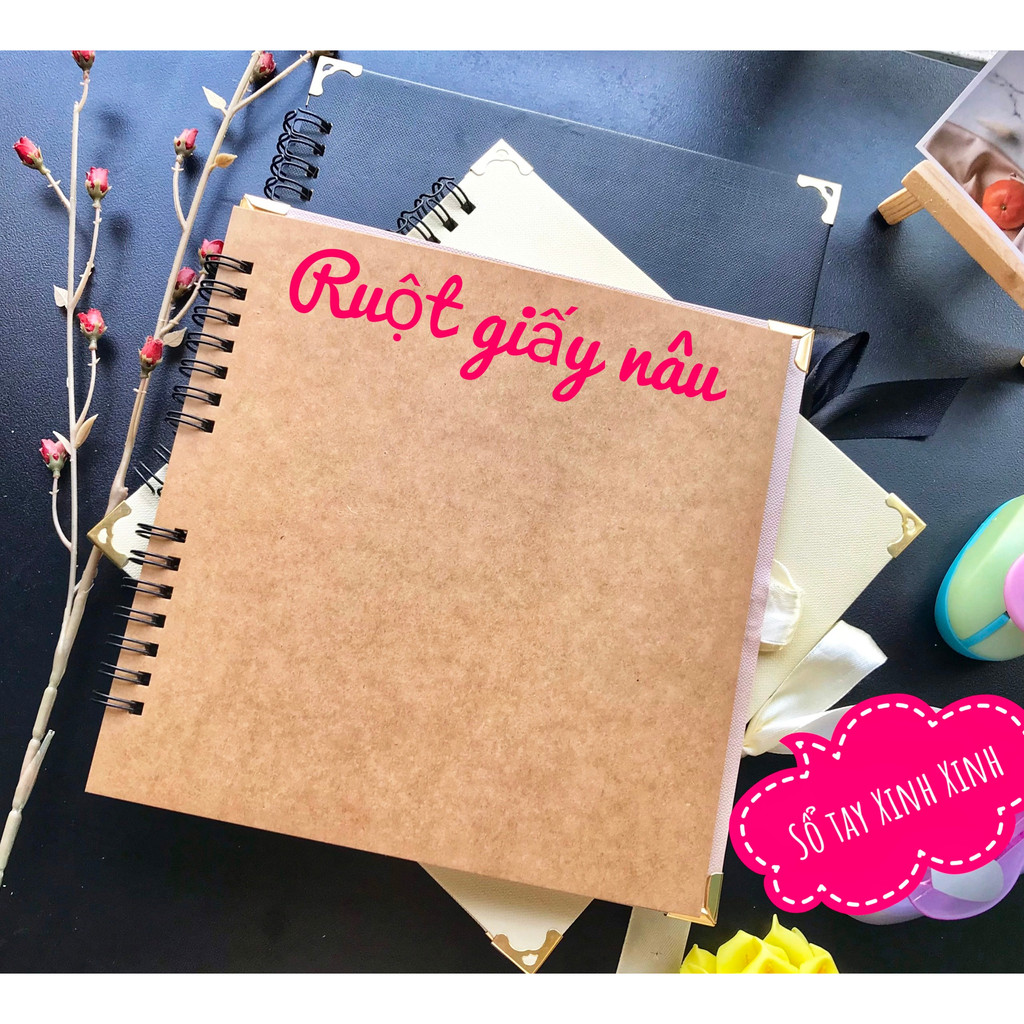 Combo sổ dán ảnh lò xo 20 trang 18x18, kèm in ảnh và sticker