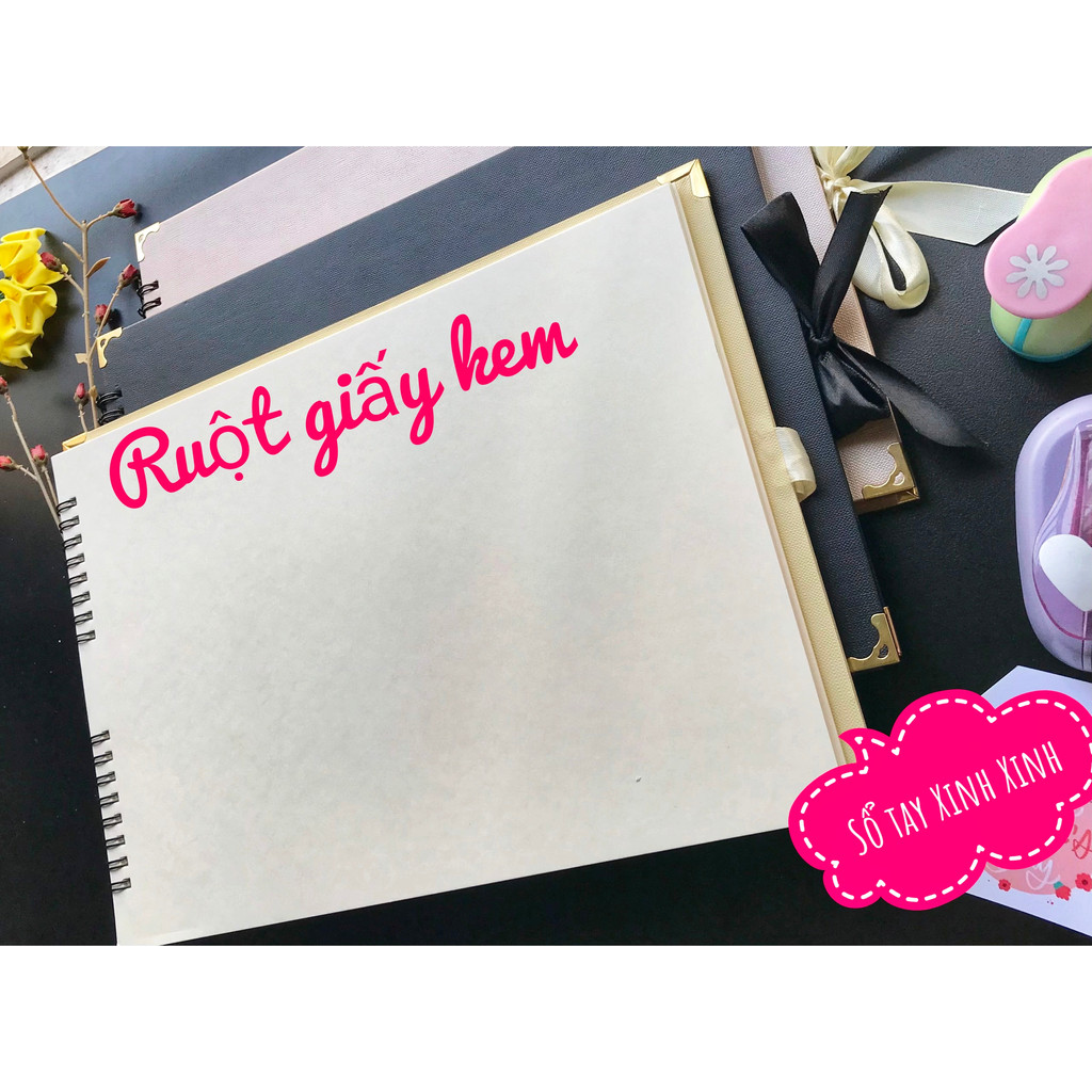 Combo sổ dán ảnh lò xo 20 trang 18x18, kèm in ảnh và sticker