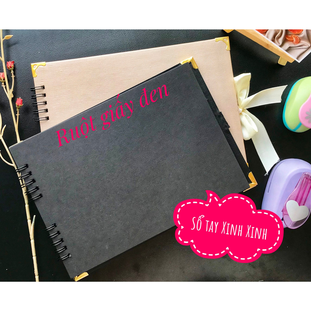 Combo sổ dán ảnh lò xo 20 trang 18x18, kèm in ảnh và sticker