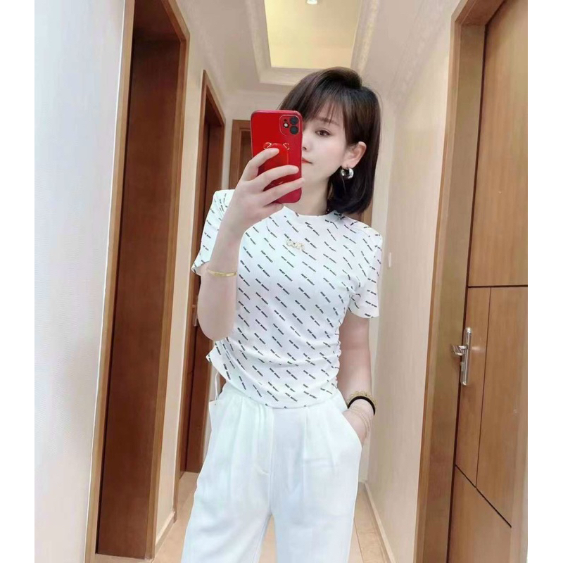 ÁO THUN CỘC MIU CHỮ DÚM EO TAY CỘC MS12203