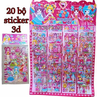 Bộ hình dán 3d công chúa thay đồ cho bé gái