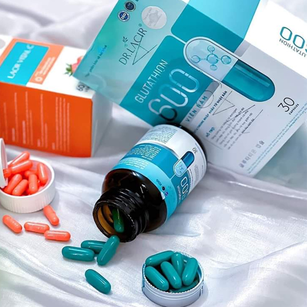 Glutathion 600 mg Dr.lacir, viên uống trắng sáng da mờ nám tàn nhang