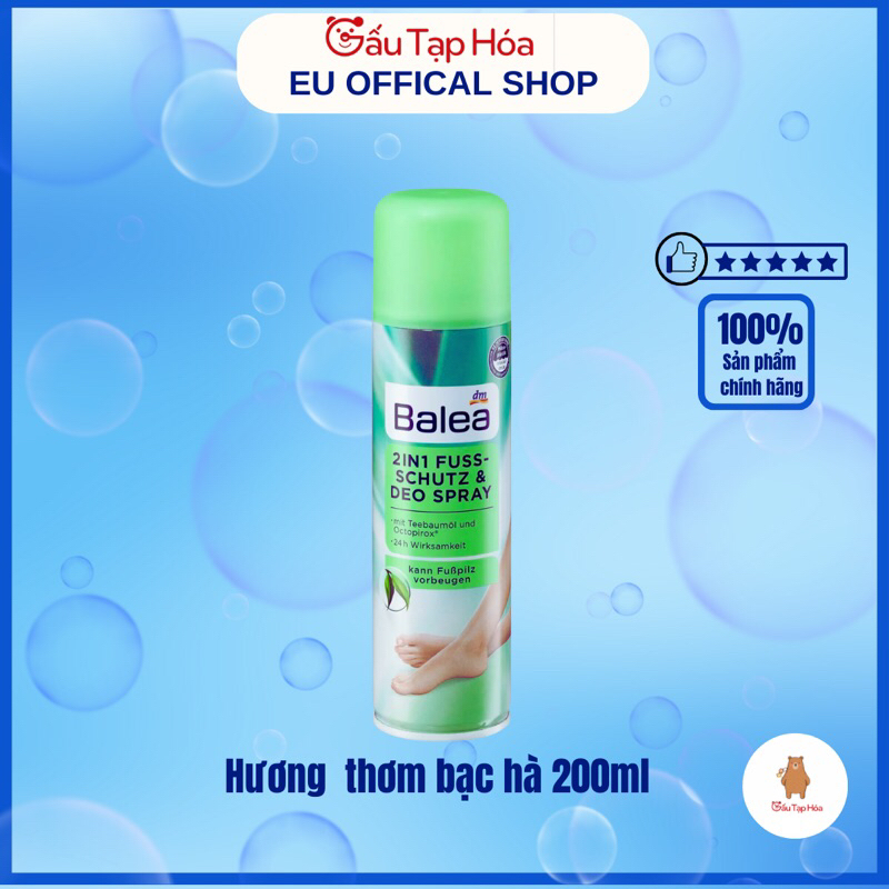 Xịt khử mùi & bảo vệ chân Balea 2in1, 200ml nhập khẩu Đức