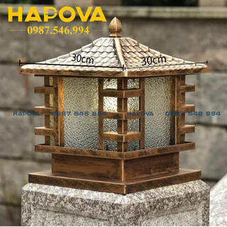 Đèn trụ cổng mái chùa trang trí sân vườn cỡ 300 HAPOVA CIXIN 802