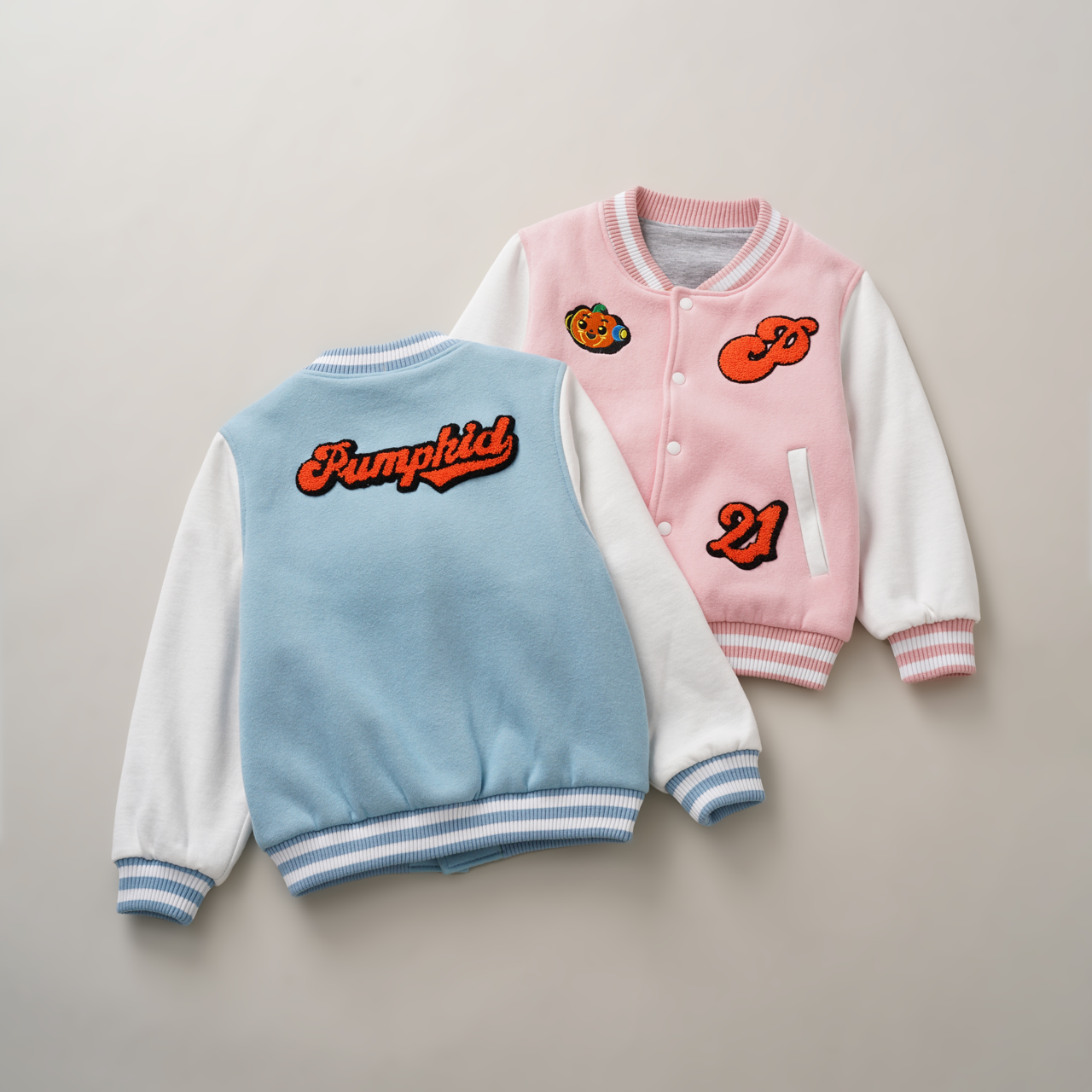 Quần áo trẻ em, áo khoác varsity Pumpkid áo nỉ bông dài tay bé trai bé gái