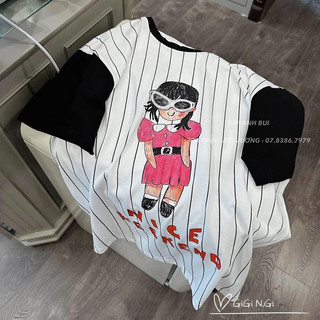 Áo Phông Kẻ Pha Tay Hình Chibi