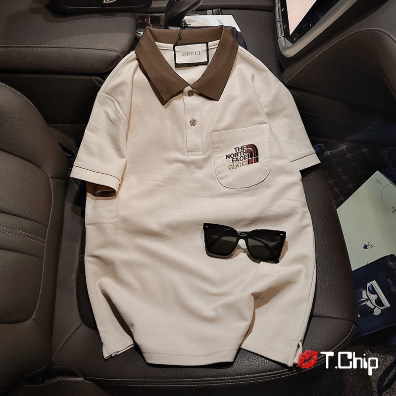 Áo Polo Logooo Gu.cci Cổ Nâu Siu Cấp