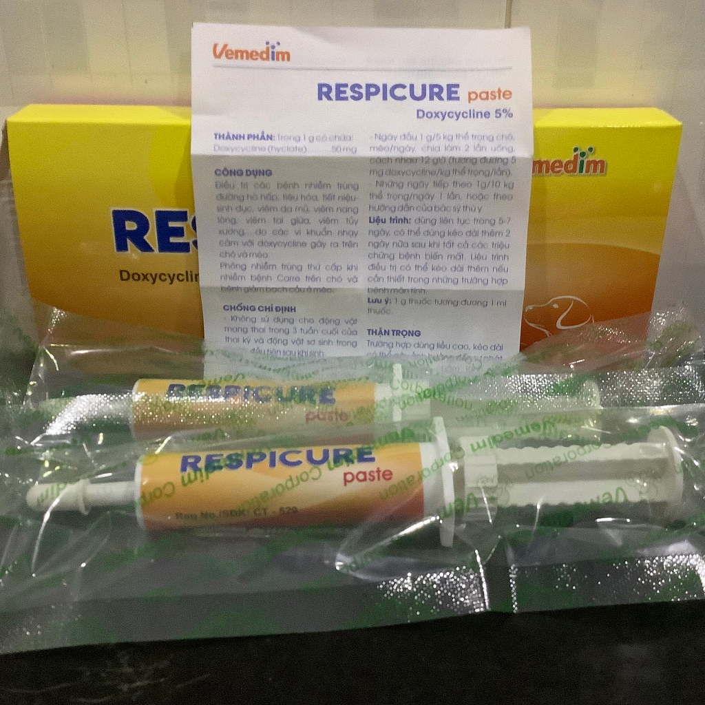 1 tuýp VEMEDIM Respicure Paste dùng cho chó, mèo hô hấp, tiêu hóa, ống gel 10ml