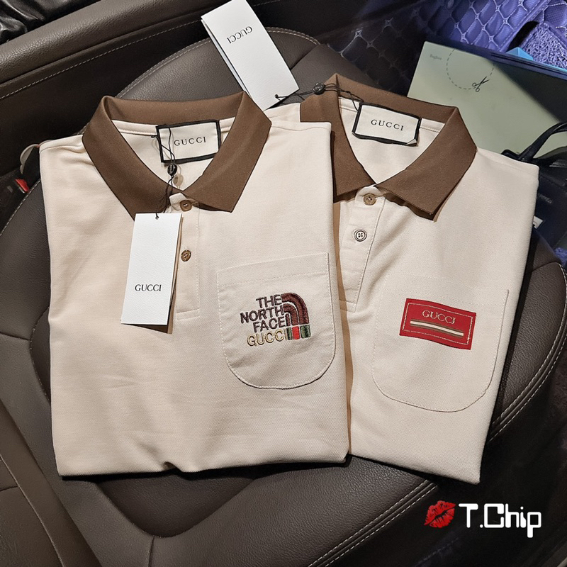 Áo Polo Logooo Gu.cci Cổ Nâu Siu Cấp
