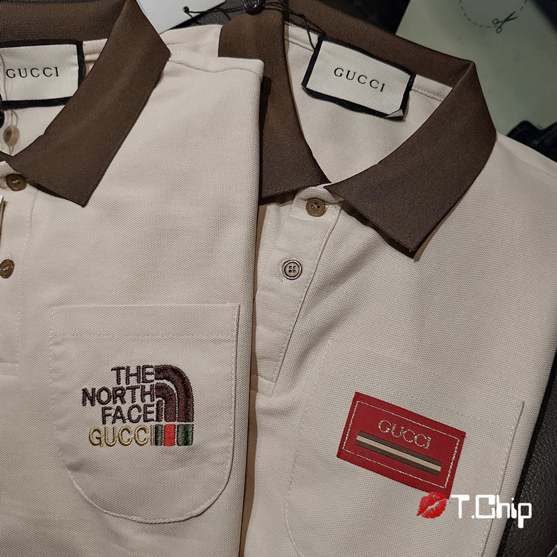 Áo Polo Logooo Gu.cci Cổ Nâu Siu Cấp