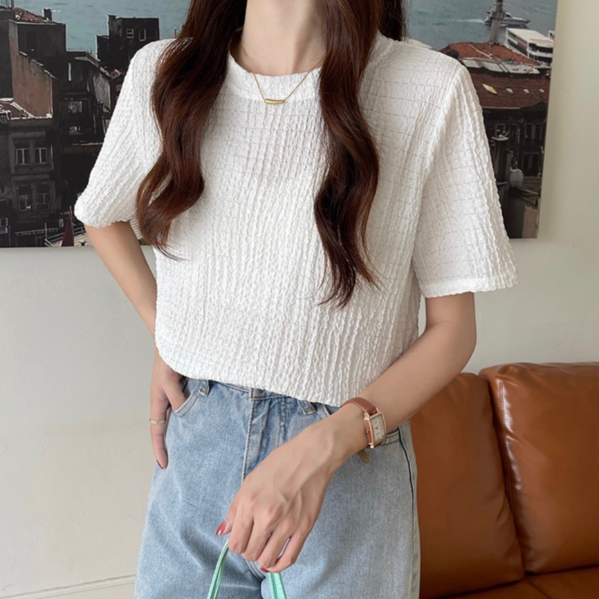 Áo thun kiểu cộ tay nữ xốp nhún dáng ôm thời trang nữ