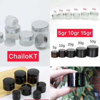 Hũ kem thuỷ tinh 5gr 10gr 15gr/ combo 10 hu 5ml 10ml 15ml kem mờ, hũ kem nâu/ hũ chiết kem/ chailokt
