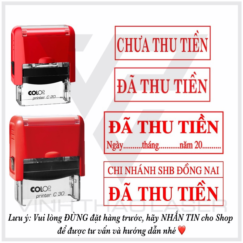 Con dấu mộc THU - CHI - ĐÃ THANH TOÁN hiệu COLOP